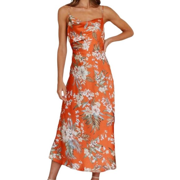 Floral Orange Maxi Dress - Picture 1 of 9